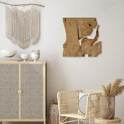 Natural Wood Wall Art - Handcrafted Rustic Decor, Frameless Design for Living Room, Bedroom, Kitchen, or Office - Unique Organic Charm for Your Home