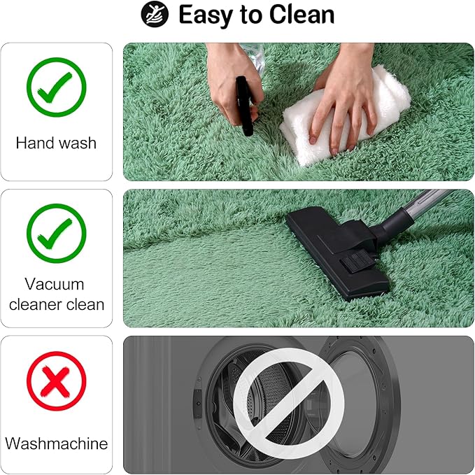 qulint Bedroom Area Rug 4x6, Fluffy Soft Shag Sage Green Rugs for Living Room, Fuzzy Plush Small Carpet for Nursery Shaggy Alfombra for Boys and Girls Dorm Kid Room Home Decor (4ft x 6ft, Sage Green)