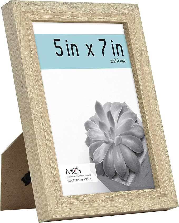 MCS Gallery Essential Picture Frame Set 4x6, 5x7 & 8x10 Natural Woodgrain, Gallery Wall Vertical & Horizontal Hanging Frames for Photos & Art Prints (15-Pack)