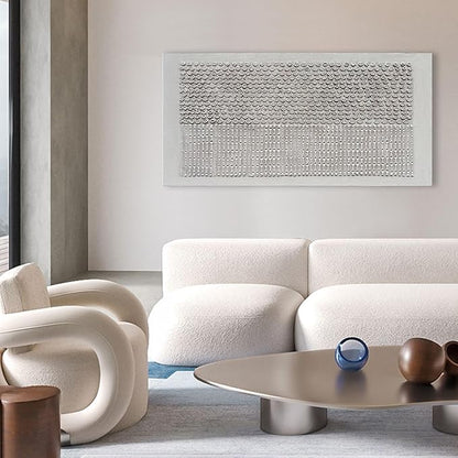 NANKAI Art 30x60 inches White Texture Abstract Art Oil Painting Contemporary Minimalism Art Large Living Room Corridor Office Wall Decoration Art