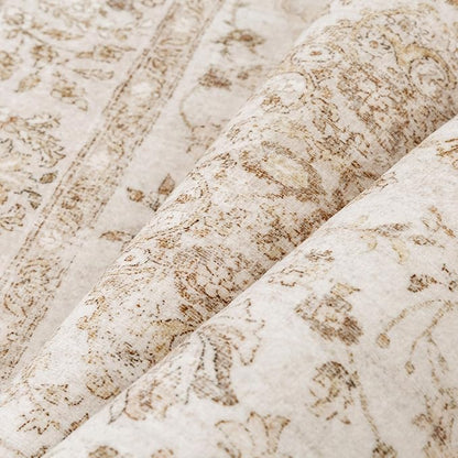 PureCozy 2x6 Beige Runner Rug Washable Hallway Vintage Carpet Kitchen Distressed Small Long Non Slip Low Pile Thin Bedroom Medallion Accent Throw Rug Laundry Living Room