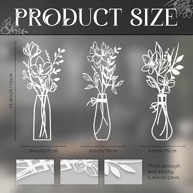 Zzbakress 3 Pcs Metal Flowers Wall Arts Rustic Farmhouse Decor Bathroom Wall Decor Metal Wall Decor for Living-room Dining-Room Kitchen Minimalist Decor Housewarming Gifts(White)