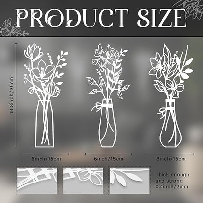 Zzbakress 3 Pcs Metal Flowers Wall Arts Rustic Farmhouse Decor Bathroom Wall Decor Metal Wall Decor for Living-room Dining-Room Kitchen Minimalist Decor Housewarming Gifts(White)