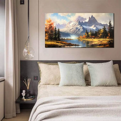 Mountain Wall Art for Living Room Bedroom Office Nature Wall Art Large Mountain Lake Forest Landscape Pictures Modern Artwork Framed Wall Decor Canvas Prints 24x48 Inch