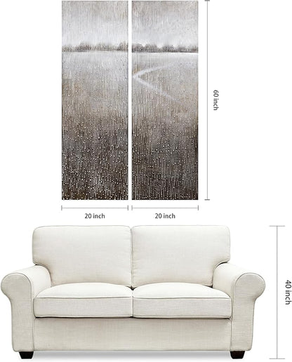 Empire Art Direct Abstract Wall Art Textured Hand Painted Canvas by Martin Edwards, Diptych, 60" x 20" each, Listlessness