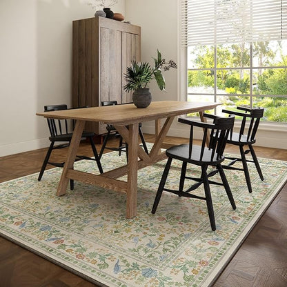 8x10 Area Rugs for Living Room: Washable Bedroom Rug Stain Resistant Non Slip Low Pile Lightweight Soft Carpets for Dining Room Kitchen Nursery Kids Room Farmhouse Living Room Indoor