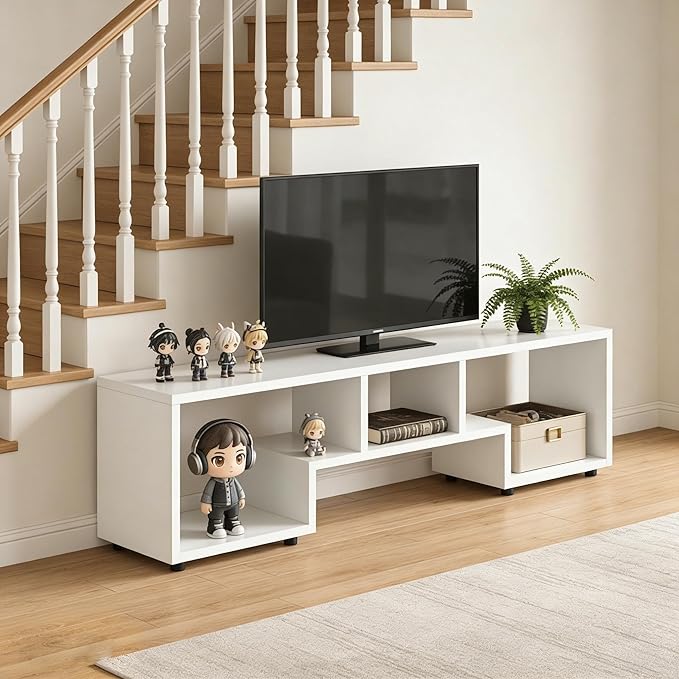 Lightdot TV Stand for TVs up to 55'', Modern Entertainment Center with Open Storage Shelf Large capacity for collection, Media Table TV Console for Living Room/Bedroom/Sofa Cabinet,Easy Assembly-White