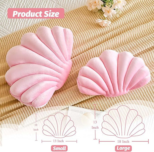 Lfsaaj Pink Seashell Throw Pillows, Shell Shaped Throw Pillows, 18 Inch Soft Velvet Home Decorative Pillow Plush Cushion for Bed Couch Living Sofa Room Decor Accent Throw Pillow