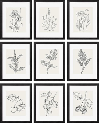 eletecpro 11x14 Picture Frames Set of 9 Classic Gallery Wall Frame Set, Displays 8x10 Photos with Mat or 11x14 No Mat, Black Picture Frames Collage Wall Decor for Home Decor