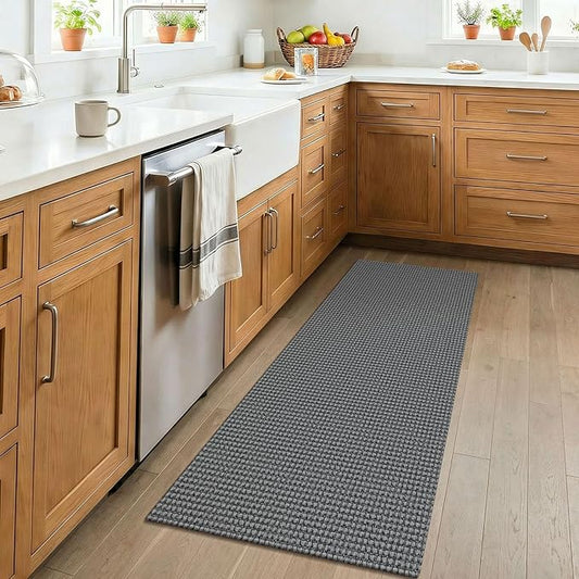 KOZYFLY 2x4 Entry Runner Rug, Small Washable Runners for Entryway, Non Slip Door Mat Indoor Entrance, Front Porch Carpet for Foyer, Kitchen, Bedroom, Bathroom, Grey/Dark Grey