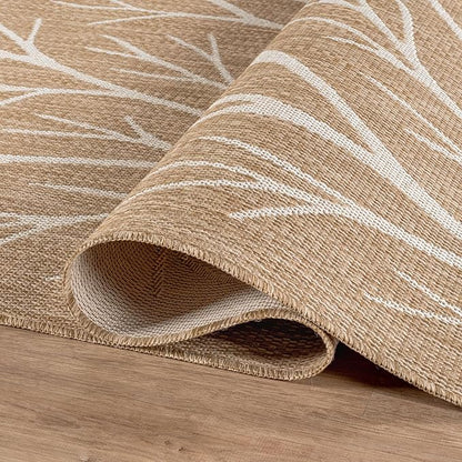 Washable Indoor Outdoor Rug 5x7 Modern Area Rugs Branch Pattern Non Shedding Waterproof Easy Clean Patio Deck Porch Living Room Bedroom Garden RV (5 X 7 Natural)