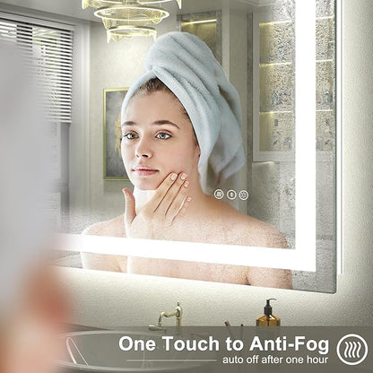 50x40 Lighted LED Bathroom Mirror, Large Dimmable Vanity Mirror with Lights, Anti-Fog, Shatterproof, Memory, ETL Listed (Backlit and Front Lighted)