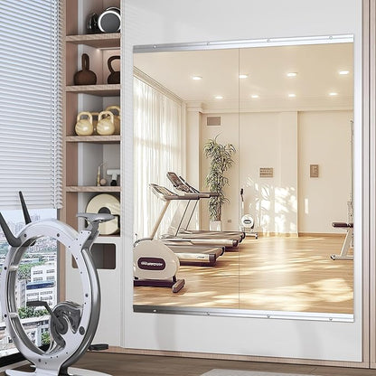 Hasipu Home Gym Mirror 55" L x 24" W - 2PCS Large Full Body Mirror for Yoga, Fitness, Garage, Dance Studio, Wall-Mounted, 0.16in Tempered Glass Frameless