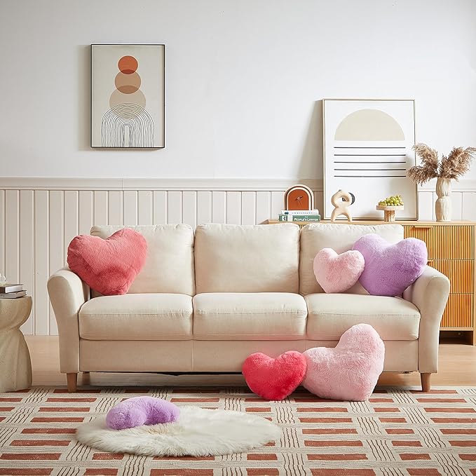 EastTree Heart Pillows, Carmine Heart Shaped Pillows, Ultra Soft Extra-Large Fluffy Pillows, Love Throw Pillows Gifts, Women Girls Living Room Decor 15x18 Inch