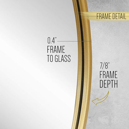 Gold Circle Wall Mirror 24 Inch Round Wall Mirror for Entryways, Washrooms, Living Rooms and More (Gold, 24")