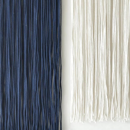 2 Pcs Macrame Wall Hanging Fiber Wall Art Boho Fringe Wall Decor Handmade Modern Textile Tapestry for Living Room Bedroom Apartment Scandinavian Home Decor 13.7" W x 51" L