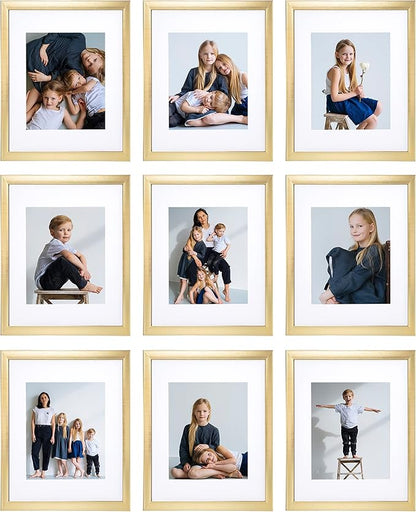 Sheffield Home 9 Piece Gallery Wall Frame Set, 11x14 Inch, Gold
