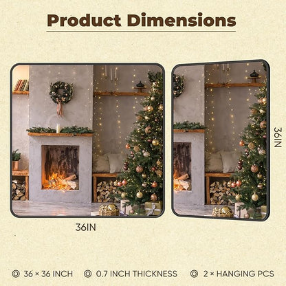Antok 36x36 Black Metal Framed Bathroom Mirror, Wall Mirror with Round Corners, Vanity Mirror for Over Sink, Anti-Rust Tempered Glass, Horizontal/Vertical Hanging for Bathroom, Living Room, Entryway