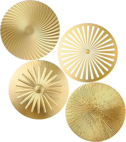 Shimeyao 4 Pcs 12 Inch Metal Wall Art Decor Sunburst Hanging Metal Artwork Decor Wall Art Decorations for Home Living Room Office Bedroom Bathroom Sculpture