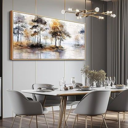 Wapluam Framed Wall Art,Abstract Wall Art Artwork Forest Canvas Wall Art Vintage Farmhouse Trees Pictures Decor Rustic Nature Canvas Painting Ready To Hang Living Room Bedroom And Office Home Decor