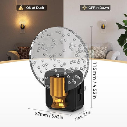 DORESshop LED Night Light[2 Pack], Decorative Bubble Night Light Plug Into Wall with Dusk-to-Dawn Sensor, Dimmable Nightlights for Bathroom Hallway, Bedroom,Kids Room,Stairway, Soft White