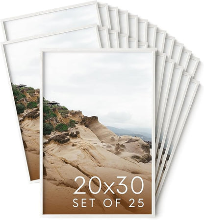 HAUS AND HUES White Oak Wood 20x30 Picture Frames - Bulk Set of 25, Natural Frames for Posters and Wall Display