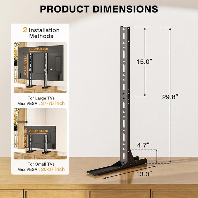 TAVR Universal Table Top TV Stand Mount, TV Legs for Most 20-75 Inch TVs, Replacement TV Feet with Great Load-Bearing Holds up to 110 lbs, TV Stands Base with Cable Management, Max VESA 800x600 mm