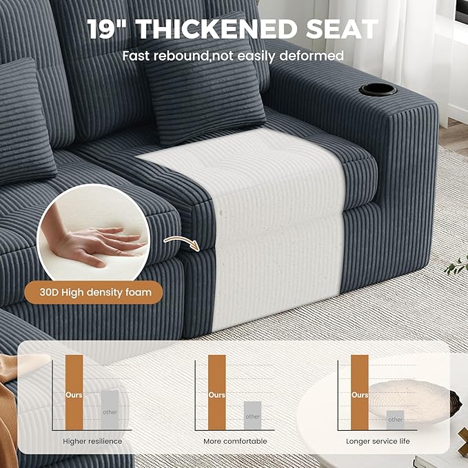 80" Boneless Loveseat Sofa in a Box,No Assembly Required Comfy Deep Seat Cloud Couch,Modern Small Couches for Living Room, Bedroom,Apartment,Dark Grey 1 PCS