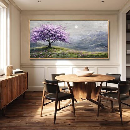 FUHAIHUA Wood Framed Canvas Wall Art For Living Room Wall Decor For Bedroom Office Wall Decoration Purple Tree Painting Farmhouse Pictures Artwork Room Aesthetic Home Decor 20x40 In