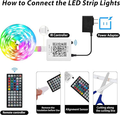 Ledagic Led Lights for Bedroom 400 ft (4 Rolls*100ft) Music Sync RGB Led Strip Lights with Remote App Control, Color Changing Led Lights for Room Home Kitchen Party Decor