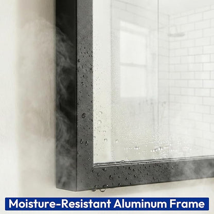 30" x 55" Matte Black Wall Mirror for Bathroom, 55" x 30" Full Length Body Mirror, Metal Framed Vertical/Horizontal Decor for Bedroom & Vanity