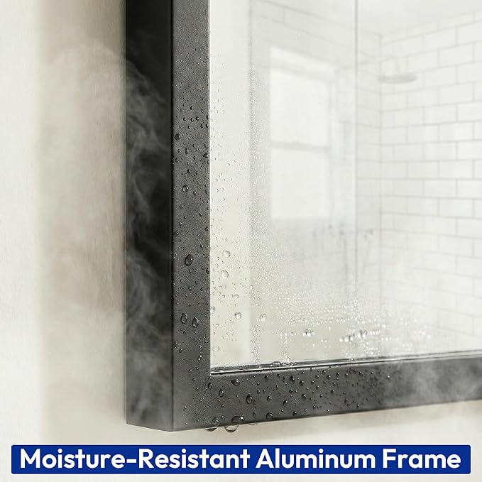 30" x 60" Matte Black Wall Mirror for Bathroom, 60" x 30" Extra Large Metal Framed Decor, Horizontal/Vertical Accent Mirror for Gym & Double Vanity