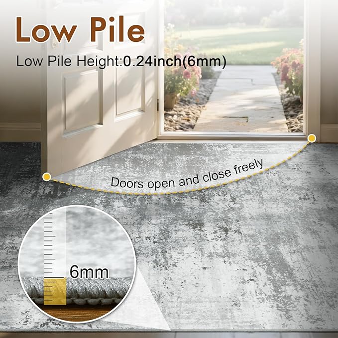 9x12 Ft Extra Large Washable Area Rugs for Living Room, Soft Non-Slip Modern Abstract Pattern Carpet for Bedroom Indoor Floor Nursery Home Decor (Grey)