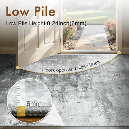 9x12 Ft Extra Large Washable Area Rugs for Living Room, Soft Non-Slip Modern Abstract Pattern Carpet for Bedroom Indoor Floor Nursery Home Decor (Grey)