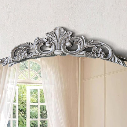 Micasso Large Vintage Silver Mirror: 40"x29" French Baroque Antique Arched Mirror - Traditional Ornate Decorative for Wall/Fireplace/Mantel/Entryway/Bathroom/Hallway - Home Decor for Living Room