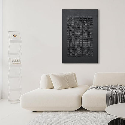NANKAI Art Hand-painted 45x30 inches Black thick Texture Abstract art Oil painting Contemporary Minimalist style art living room office corridor wall decoration painting