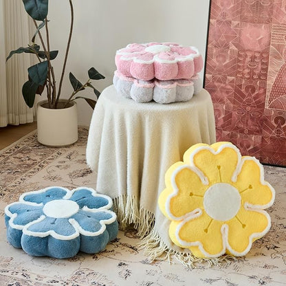 Flower Shaped Decorative Throw Pillow Cushion for Bed Couch, Cute Flower Plush Throw Pillows Home Decor Floor Pillow Seating Cushions (Yellow, 17.7 Inches)