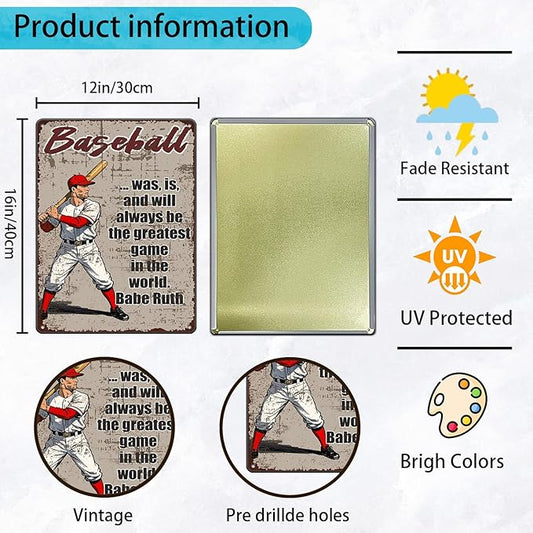 Baseball Was Is and Will Always Be the Greatest Game in the World Metal Tin Sign 12x16 Inch Baseball Poster Baseball Tin Sign Home Kitchen Garden Bar Pub Restaurant Are Wall Decor