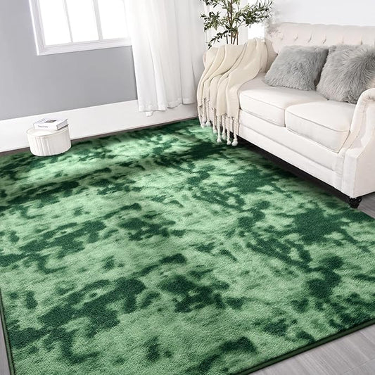 Gifeas Large Ultra Soft Modern Area Rugs for Living Room Bedroom, 7x10 Feet Tie-Dyed Green Thickened Memory Foam Indoor Carpets, Non-Slip Comfy Rug for Boys Girls Nursery Room Home Decor
