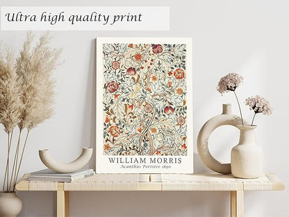 Induslyfe Framed Flower Wall Art Canvas Decor Set of 3, William Morris Framed Prints Posters Mid Century Modern Art, Aesthetic Floral Botanical Wall Art for Bedroom Living Room Bathroom 12x16