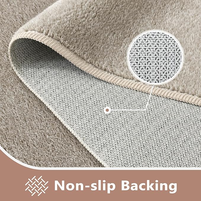 FinRèc 2x8 Washable Runner Rugs for Kitchen Hallway Bedroom, Low Pile Thin Rug Solid Color, Non-Slip Carpet Indoor for Home Decor (Greige/White)