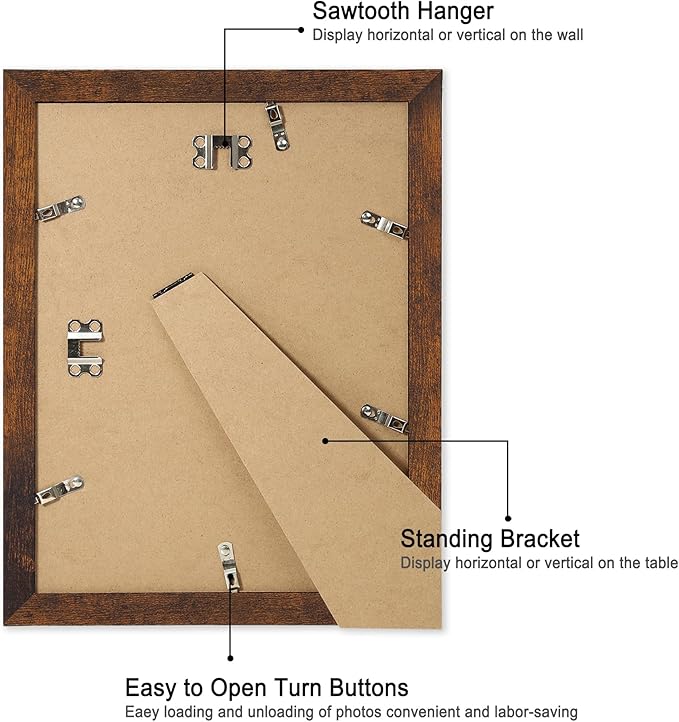 iRahmen 9x12 Picture Frame with Mat 6x8 - High Definition Tempered Glass Wooden Photo Frames for Tabletop Display and Wall Mounting (Dark Brown, Set of 2)