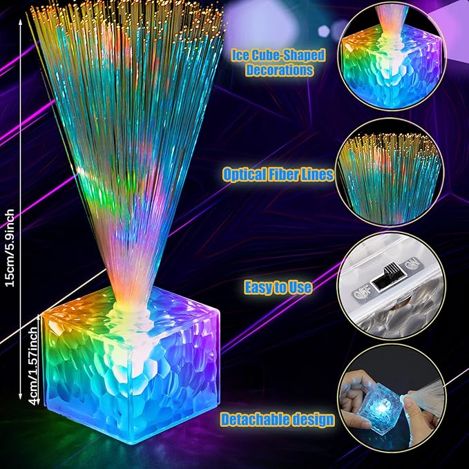 Amylove 8 Pcs Mini Fiber Optic Lamp Bulk LED Light Color Changing Table Centerpiece Glow in The Dark Party Favors Supplies for Wedding Graduation Prom Birthday Disco Dance Decorations (6 Inch)
