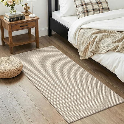 KOZYFLY 2x4 Entry Runner Rug, Small Washable Runners for Entryway, Non Slip Door Mat Indoor Entrance, Front Porch Carpet for Foyer, Kitchen, Bedroom, Bathroom, Ivory/Camel/Brown