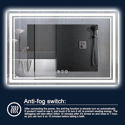 96 x 36 Inch LED Bathroom Mirror with Lights, Backlit and Front Lighted Bathroom Mirrors for Wall, Anti-Fog Dimmable Memory Shatterproof LED Vanity Mirror for Bahtorom