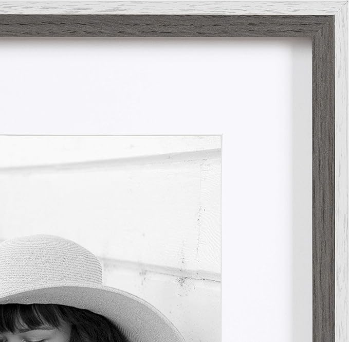Kate and Laurel Gibson Transitional Frame Set, Set of 4, 11" x 14", White and Gray, Casual Frames for Any Room in The Home
