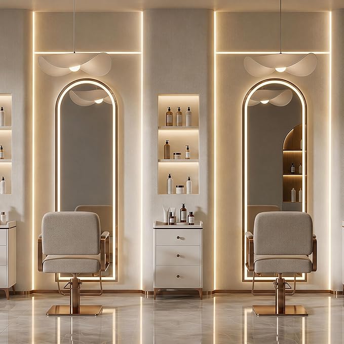 63"x20" Arched Full Length Mirror with LED Lights, Body Floor Mirror with Dimming & 3 Color Lighting, Mirror Full Length for Home Wall Decor, Tall Arch Aluminum Frame for Bedroom Cloakroom