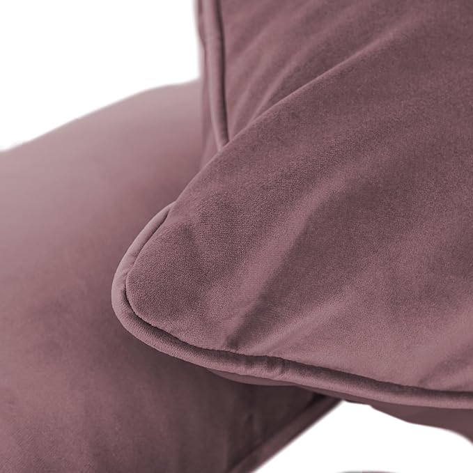FDP 12" x 20" Velvet Rectangle Lumbar Pillow Set with Piping Decorative Throw Pillow for Home Dcor in Living Room, Bedroom or Lounge (2-Pack) - Mauve, 15159-112