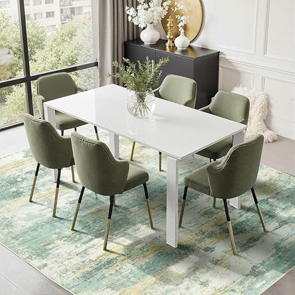 Rugflix 5x7 Area Rugs for Living Room, Washable Large Rug Stain-Resistant Low Pile, Modern Carpet for Dining Room Home Office Kid Room Nursery Bedroom, Light Green