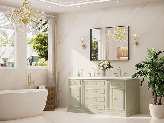 TETOTE Black Mirror for Bathroom 40" x 30" Matte Black Frame Bathroom Vanity Mirror for Over Sink, Tempered Glass, Modern Farmhouse Rectangle Wall Mirrors for Living Room, Bedroom, Entryway